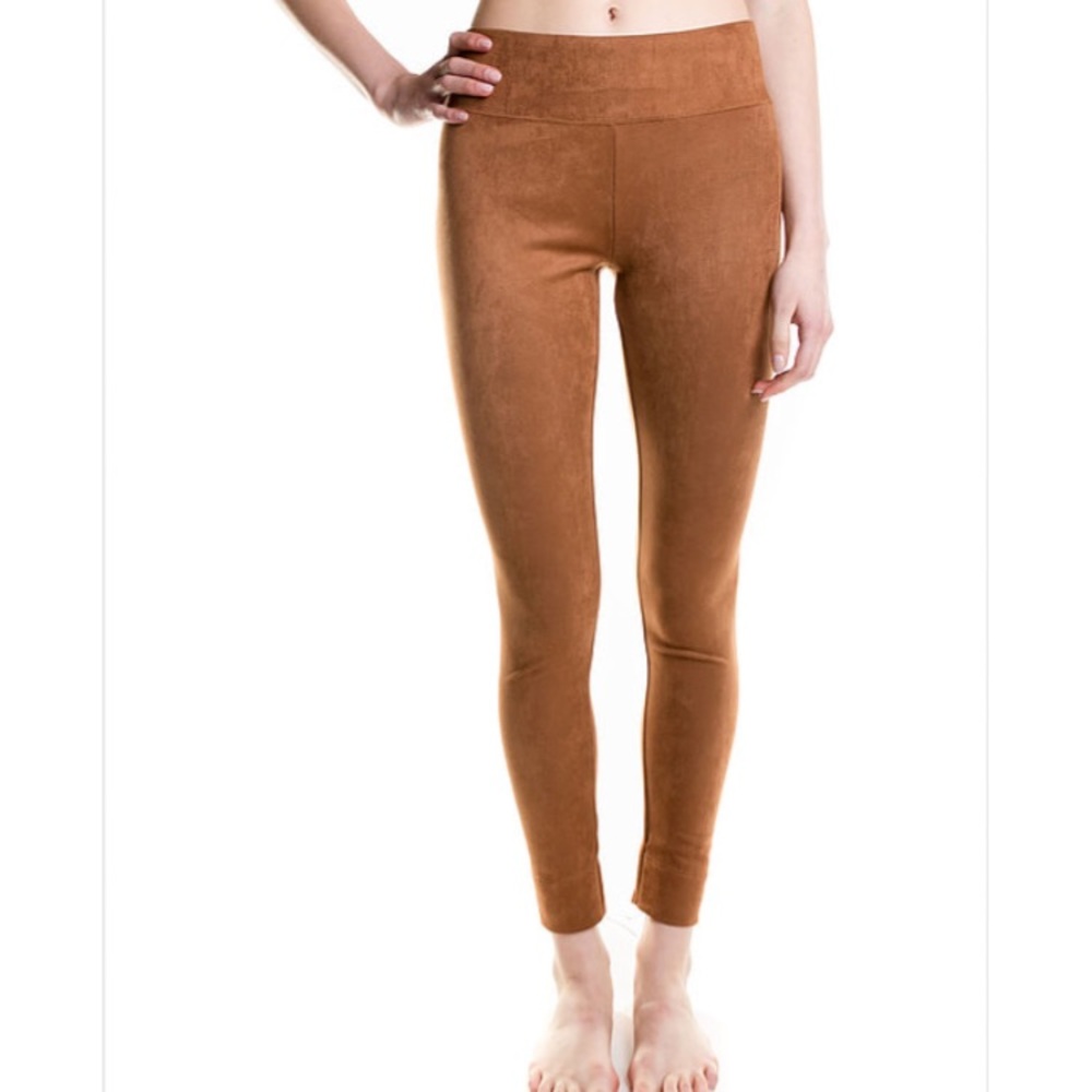 Vegan Suede Camel + Black Leggings